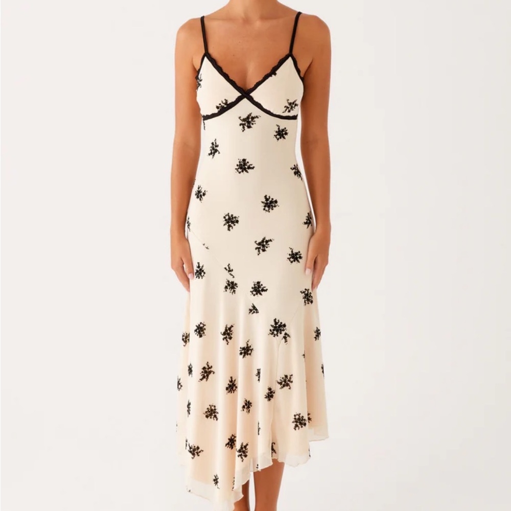 Peppermayo Cream and Black Asymmetrical Dress